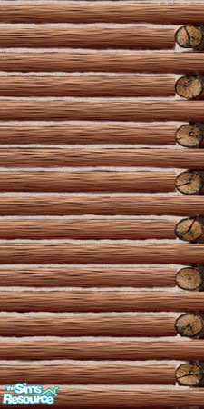 Sims 2 — Cabin Retreat right corner wall by shtinky — Log cabin wall, with exposed log ends on the right side.