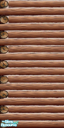 Sims 2 — Cabin Retreat left corner wall by shtinky — Log cabin wall, with exposed log ends on the left side.