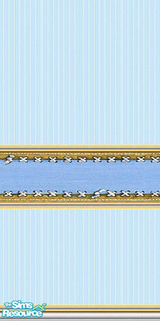 Sims 2 — All Tied Up 2 by Lorah — Blue wallpaper and gold rails laced with white to a stretched blue cloth 