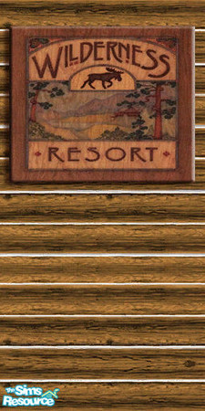Sims 2 — Rustic Log with Wilderness Resort Sign by dancingaphrodite — Whether for decoration or to use as advertising for