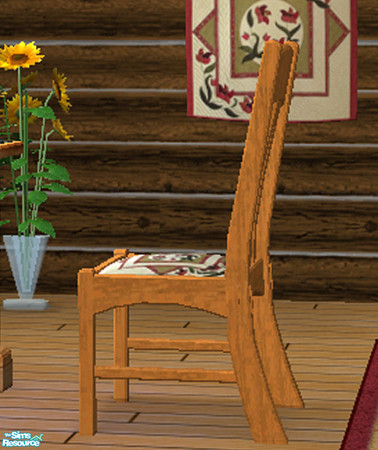 Sims 2 — Knotty Pine Dining Chair (Frame) by dancingaphrodite — Part of the Log Cabin Collection. Handquilted seat