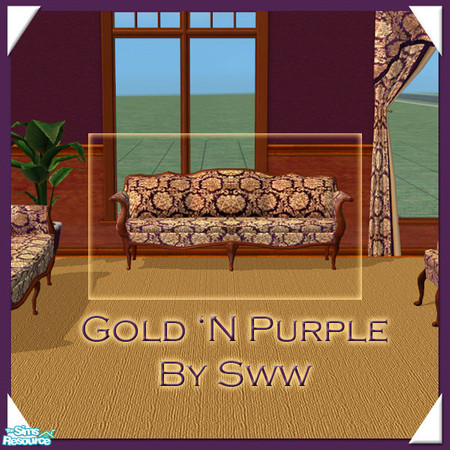 Sims 2 — Gold 'N Purple Sofa *corrected* by sww — set made by sww. hope you like it :) walls and floors made by