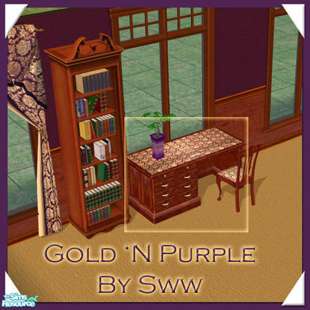 Sims 2 — Gold 'N Purple Desk *corrected* by sww — set made by sww. hope you like it :) walls and floors made by