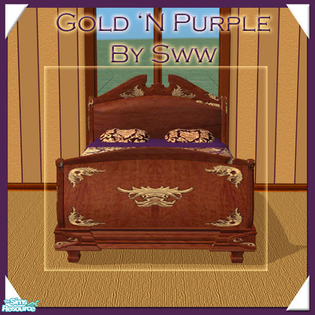 Sims 2 — Gold 'N Purple BedFrame *corrected* by sww — set made by sww. hope you like it :) walls and floors made by
