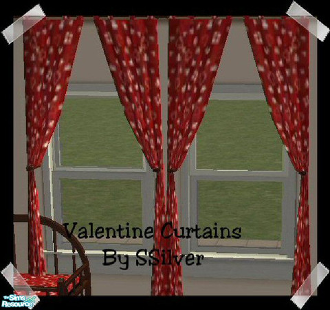 Sims 2 — Valentine Curtains by SSilver — Part of my "Be My Valentine" Nursery Set.