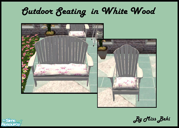 Sims 2 — White Wood Outdoor Seating by miss_beki — Whitewood Outdoor Seating. 