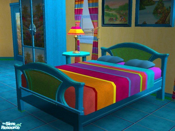 Sims 2 — Caribbean Bedding by MandyWhy — If the cold, dark winter days have your Sims feeling down, take them away to the