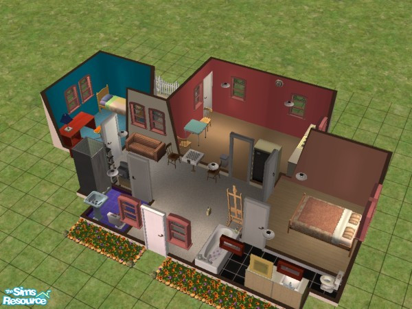 Sims 2 — Starter Modern by onlyamy — My second attempt with a starter home. It's nice, and spacious with 2 bedrooms and 2