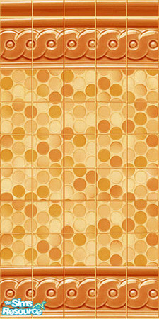 Sims 2 — OrangeMix Mosaic by robbase — A mixed orange stone mosaic with kiln fired Porcelain trim.