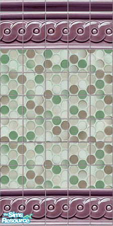 Sims 2 — mixed stone green + purple by robbase — A mixed green stone mosaic with kiln fired Porcelain trim.