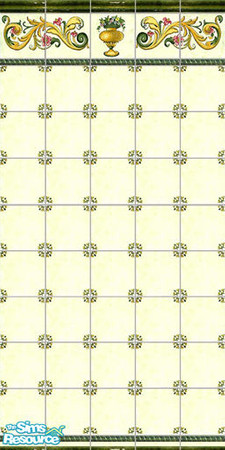 Sims 2 — Breakfast time tile by robbase — a yellow and off white tile and a green porslin trim.