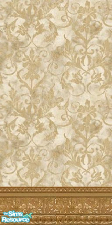 Sims 2 — damask wall by The_Unicorn — with a nice border made of wood