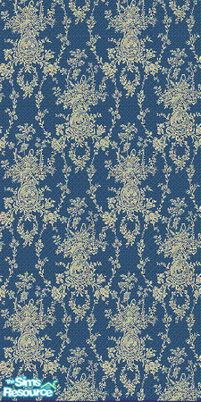 Sims 2 — blue flowers by The_Unicorn — a damast wall, with a goldenyellow flowerprint