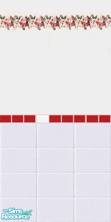 Sims 2 — Half Tile Wall Hibiscus by Oneesan_Neko — A beautiful half tile wall that will look great in any sim's bathroom