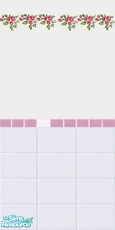 Sims 2 — Half Tile Wall Rose by Oneesan_Neko — A beautiful half-tile wall that will look great in any sim's bathroom.