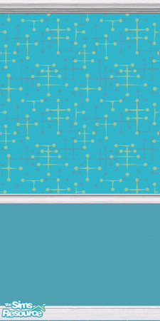 Sims 2 — Eames (Teal) Wallpaper by DJLadyPope — Teal 1950's wallpaper with darker teal paint.