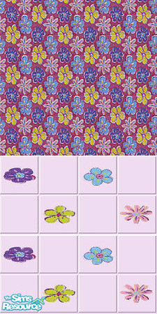 Sims 2 — Flower Power Tile by Lorah — 2 of 3 walls to set