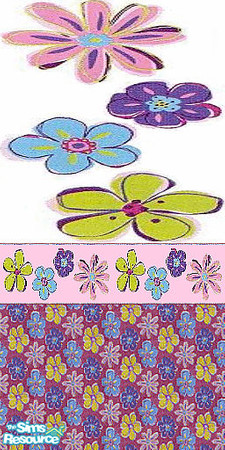 Sims 2 — Flower Power by Lorah — 1 of 3 walls to set