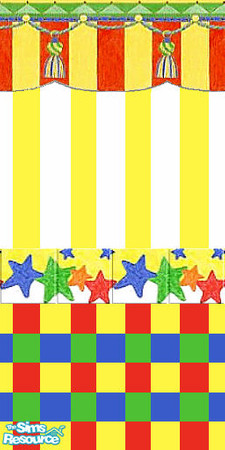 Sims 2 — Big Top Stars by Lorah — A bit of wallpaper, a bit of tile, a lot of color.