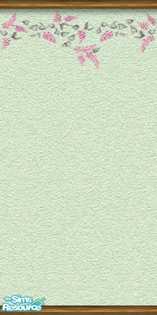 Sims 2 — am_stencilfloral01 by Cruella — Floral stencil on green painted stucco wall. 