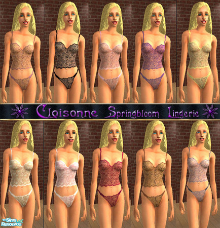 Sims 2 — FESpringbloom lingerie by Cloisonne — Delicate lace cami and panties,in a variety of shades.