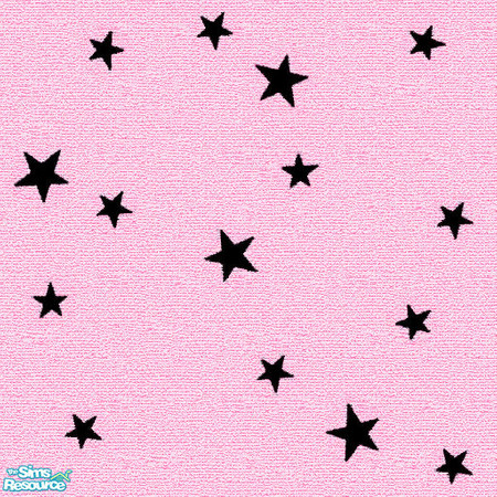 Sims 2 — Pink Lady Carpet by v00deux — a baby pink carpet scattered with black stars. Perfect for teen girls who want to