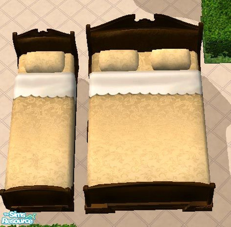 Sims 2 — Muga yellow damask bedding by MugaSim — Yellow and dark furniture