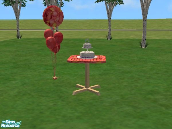 Sims 2 — Tea Rose Cake Table by toriamos — A cake table to match the buffet table.