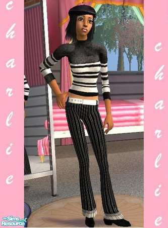 Sims 2 — Black  & White Velour Jumper by Charlie640 — This top will come in very handy if you are wanting to get into