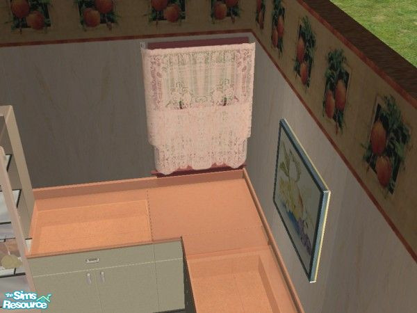 Sims 2 — Peach Curtains by jeyca — Part of the Peaches N' Cream Glass Kitchen set.