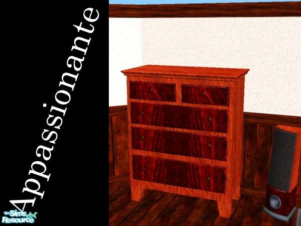 Sims 2 — Appassionante Set - Dresser by LaLunaRossa72 — Red wood texture for the dresser and a darker tone for the