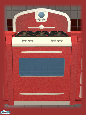 Sims 2 — 50s Retro Kitchen - Stove - Cherry by Shakeshaft — Part of the Fourth recolour of the 50\'s Retro Kitchen in