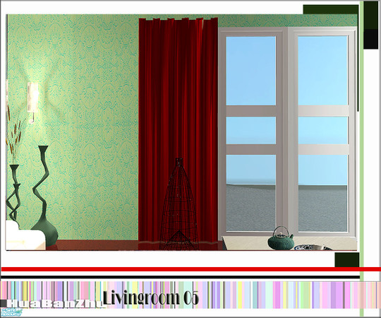 Sims 2 — Huabanzhu livingroom05 - Red curtain by huabanzhu — 