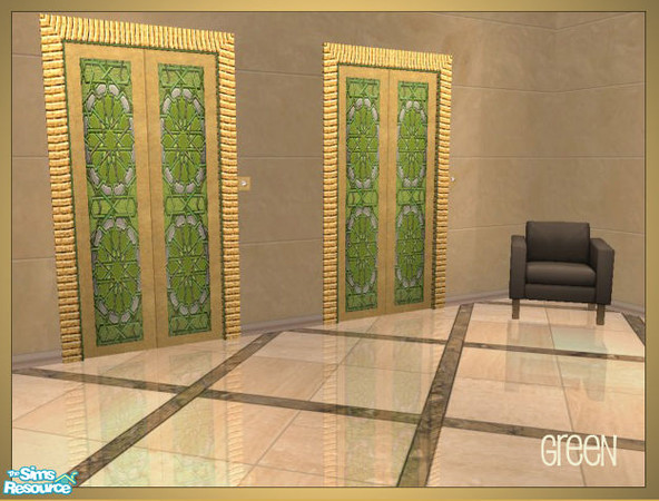 Sims 2 — Arabesque inspired elevator recolors - green by senemm — A set of 6 arabesque inspired elevator recolors in