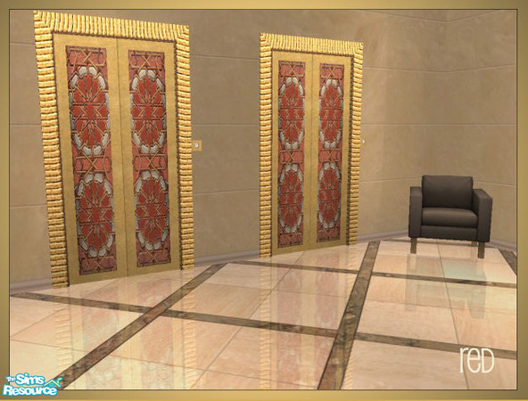 Sims 2 — Arabesque inspired elevator recolors - red by senemm — A set of 6 arabesque inspired elevator recolors in blue,