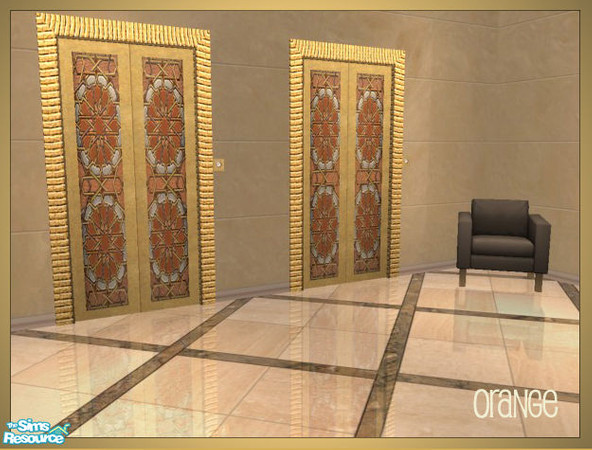 Sims 2 — Arabesque inspired elevator recolors - orange by senemm — A set of 6 arabesque inspired elevator recolors in