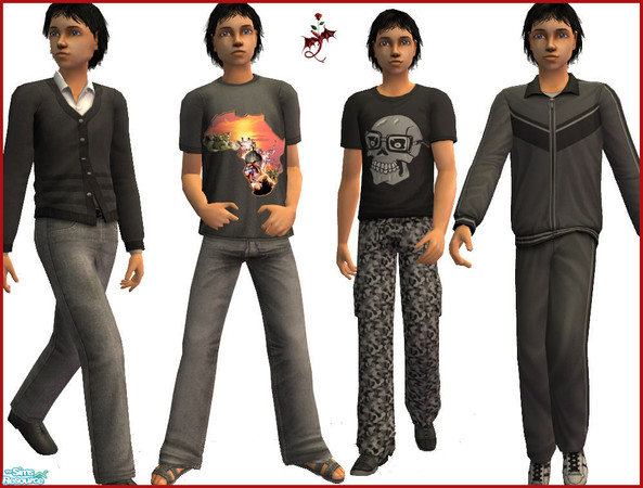 Sims 2 — Nearly Black by cariadbach — A new set of clothes for your Male Teen Sim. Base Game only needed for the Africa T