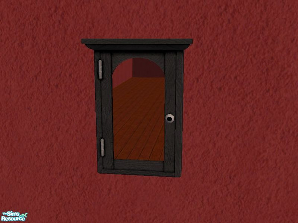 Sims 2 — Country Wall Mirror in Black by tamlfra — Black woodgrained framed mirror.