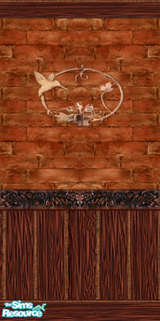 Sims 2 — Carrington Wall #5 by TSR Archive — Paneling & brick wall. Proportions are correct in the game.