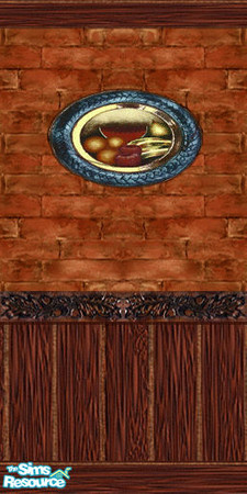 Sims 2 — Carrington Wall #4 by TSR Archive — Paneling & brick wall. Proportions are correct in the game.