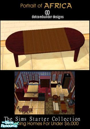 Sims 2 — Coffee Table- Cheap Africa by dotcombuilder — Coffee Table in African Wenge wood with twined cane inset.