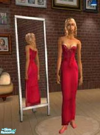 Sims 2 — Dress by JinxTrinity — A nice formal red dress in lace
