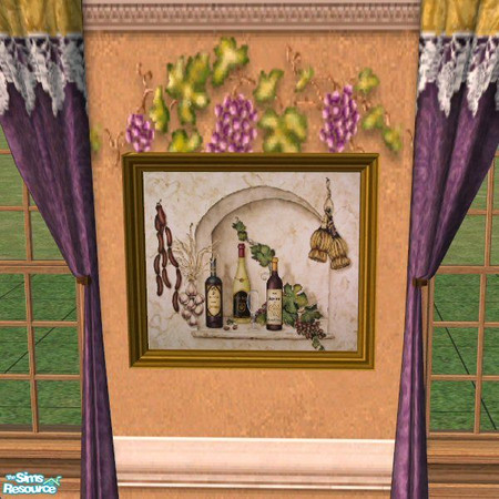 Sims 2 — Italian Wine Painting by Nikki041498 — Features a Stone niche with bottles of Italian Wines. "Handle and