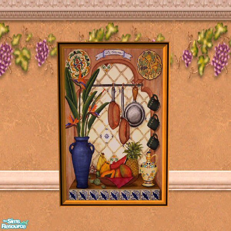 Sims 2 — Bright Italian Painting by Nikki041498 — Features bright colors and a charming depiction of an Italian Kitchen.