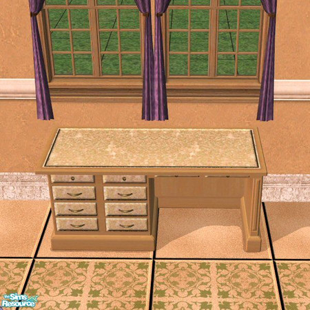 Sims 2 — Italian Kitchen Desk by Nikki041498 — Sand tone wood with Sandstone top and drawer facings. Just right to keep