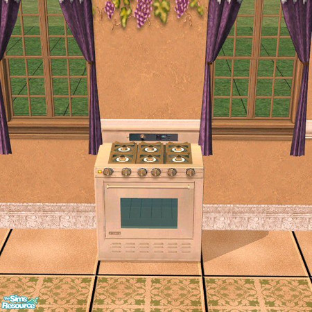 Sims 2 — Italian Kitchen Gas Stove by Nikki041498 — Pale sandstone color to match the other appliances and to blend into