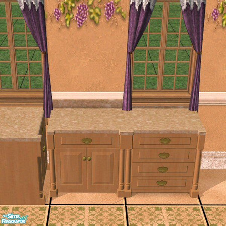 Sims 2 — Italian Kitchen Cabinets by Nikki041498 — Light Sand colored wood Cabinet Bases. *Fixed File*