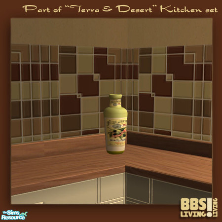 Sims 2 — Terra & Desert Kitchen, Olive-oil jar by BetterbeSim — A vase dressed up as a olive-oil jar. By BetterbeSim.