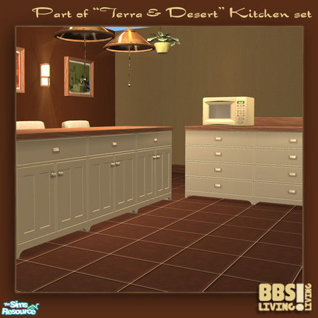 Sims 2 — Terra & Desert Kitchen, Counters by BetterbeSim — Sand colored counter finish with wooden top. By