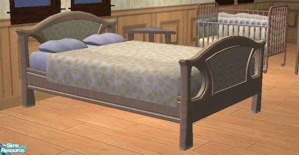Sims 2 — Buttercup Bedframe by SSilver — Maple wood frame with buttercup fabric inlay. 